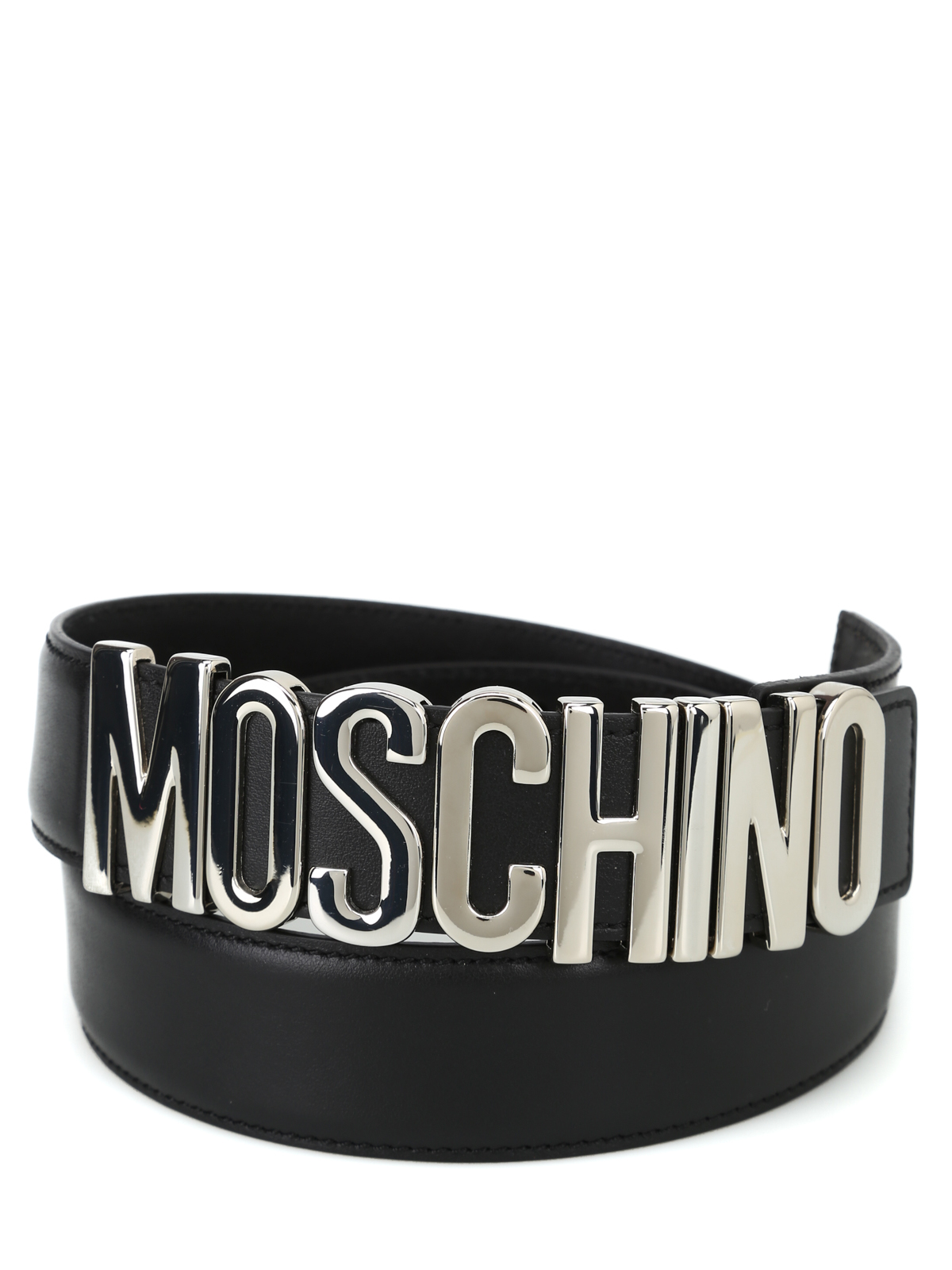 Silver logo buckle leather belt 800780013555 (MOSCHINO / ベルト・サスペンダー ) | MOSCHINO (モスキーノ)(1)