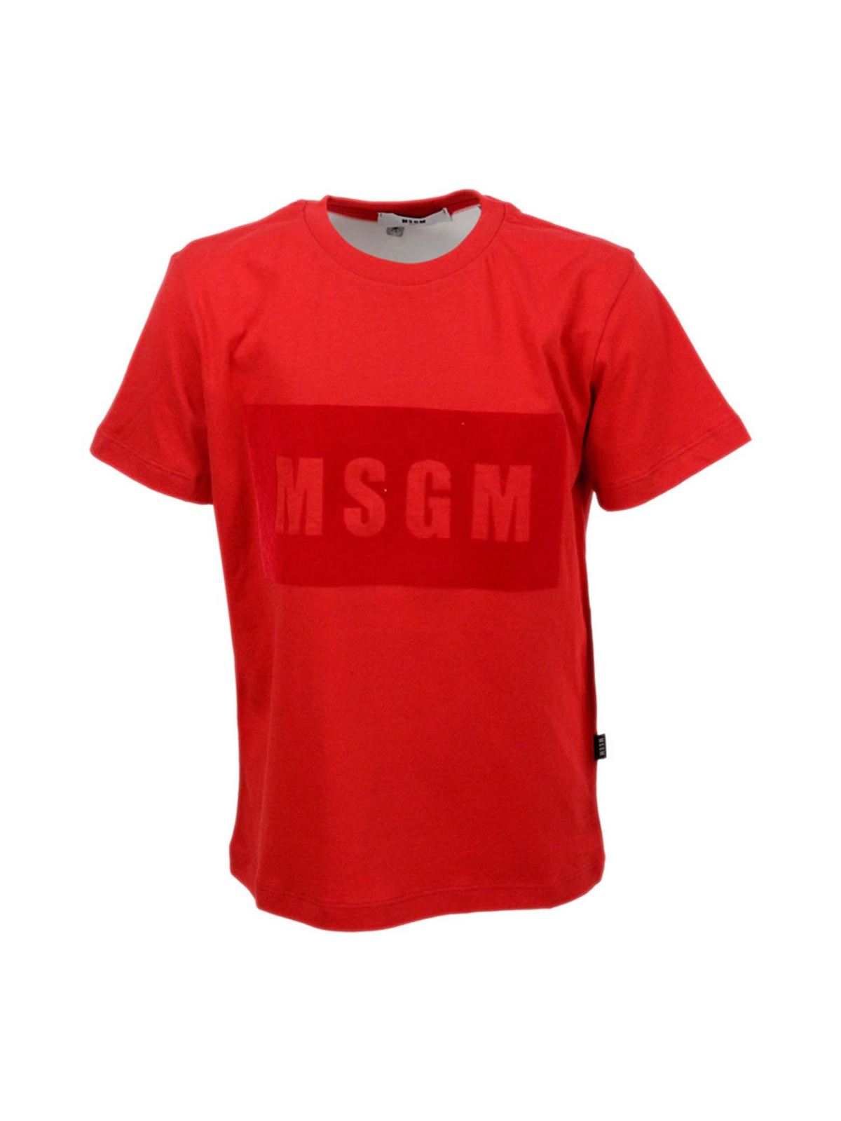 Logo t-shirt in red MS028711040 (MSGM / Tシャツ・カットソー ) | MSGM (エムエスジーエム)