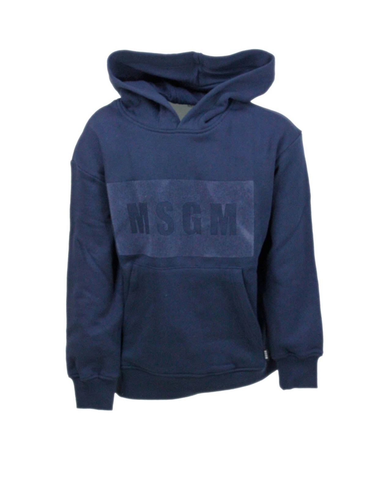Logo hoodie in blue MS028709160 (MSGM / スウェット・フーディー ) | MSGM (エムエスジーエム)