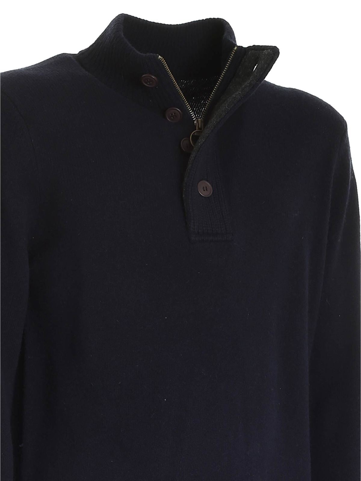 Half Zip patch sweater in blue MKN0585NY91 (Barbour / ニット・セーター・カーディガン ) | Barbour (バブアー)(2)