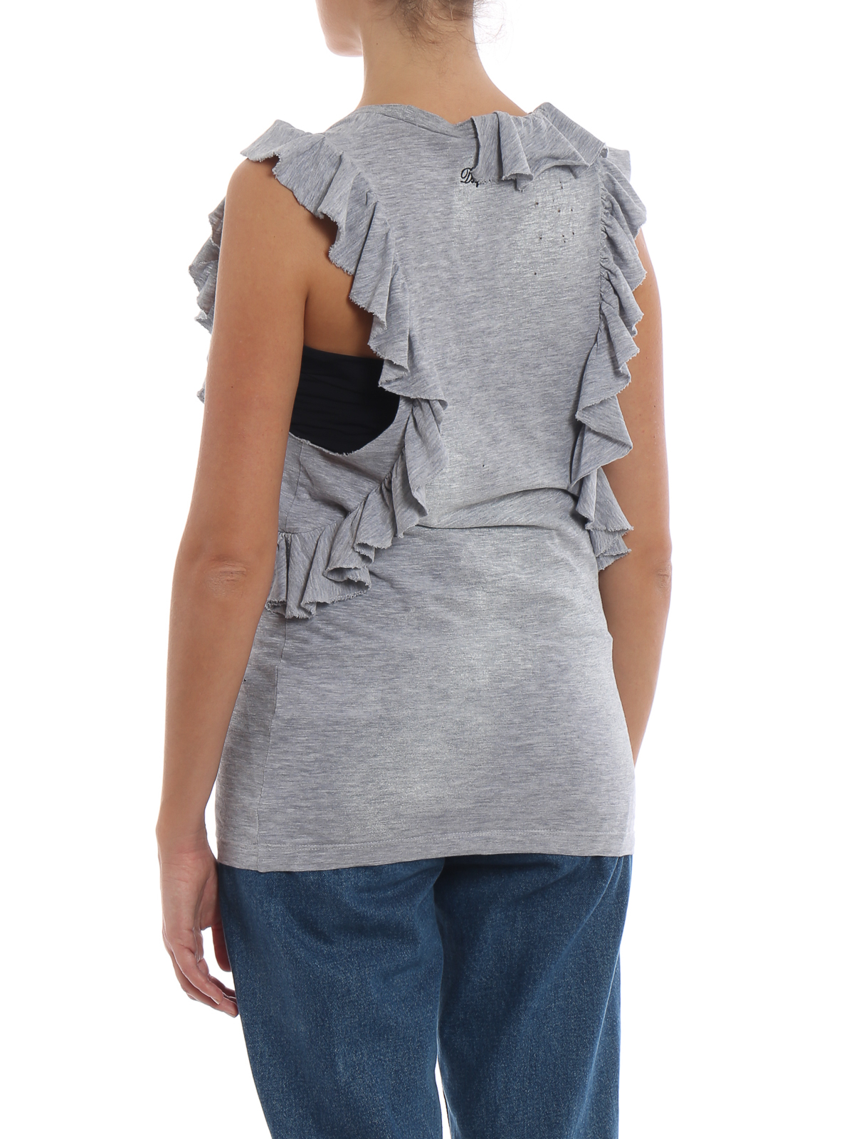 Distressed cotton ruffled long tank top S72NC0787S22146857M (Dsquared2 / タンクトップ・キャミソール ) | Dsquared2 (ディースクエアード)(3)