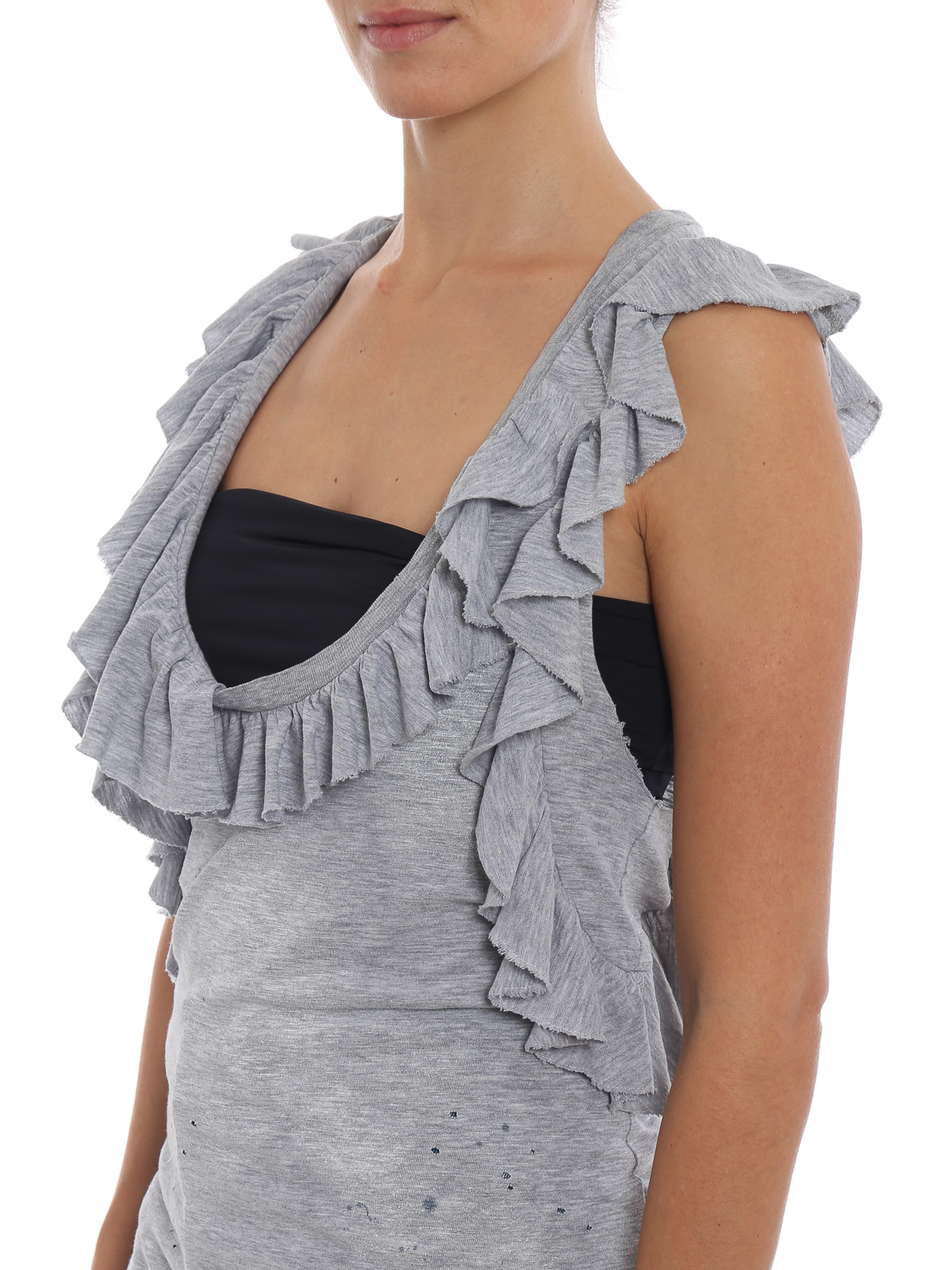 Distressed cotton ruffled long tank top S72NC0787S22146857M (Dsquared2 / タンクトップ・キャミソール ) | Dsquared2 (ディースクエアード)(4)