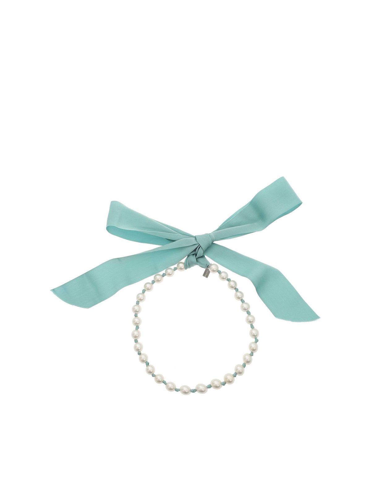 Pearls and ribbon necklace in light blue 911284041336 (MOSCHINO / ネックレス ) | MOSCHINO (モスキーノ)