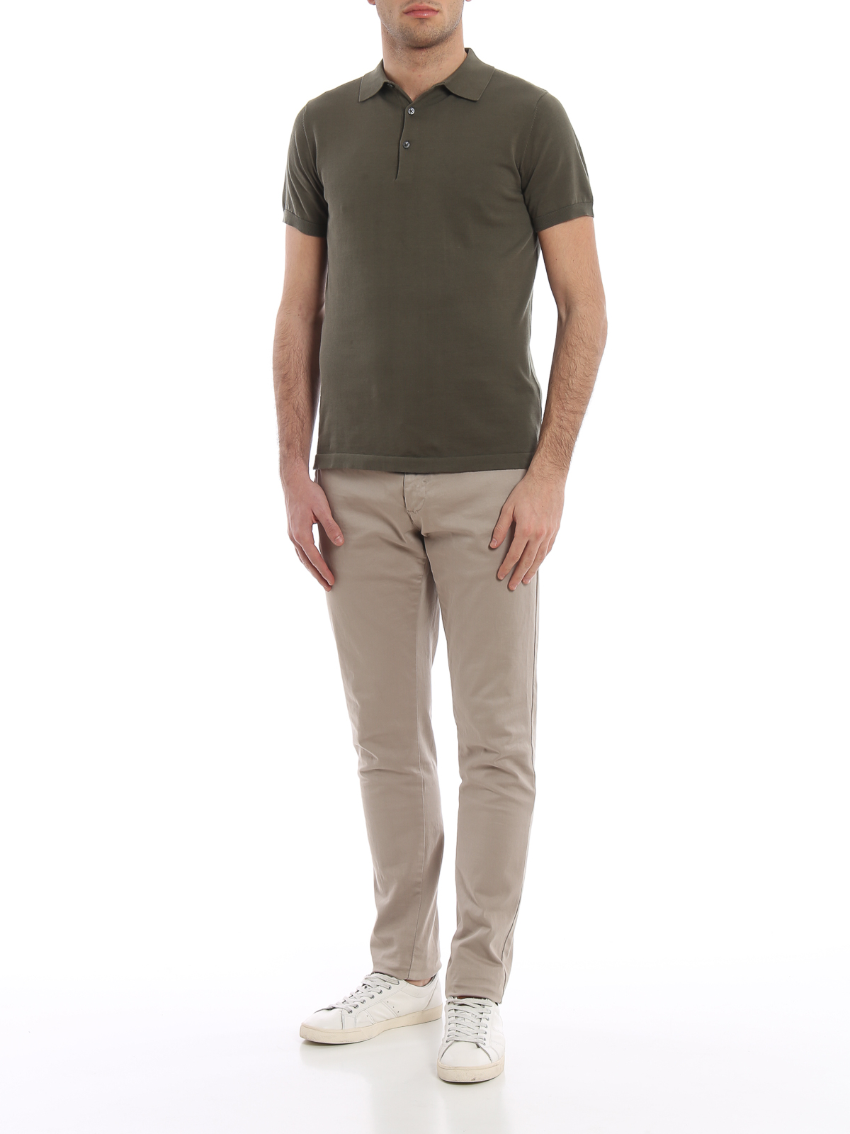 Green knitted cotton polo shirt M040337101169 (ASPESI / ポロシャツ ) | ASPESI (アスペジ)(1)
