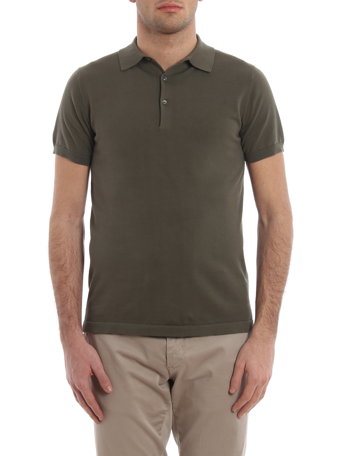 Green knitted cotton polo shirt M040337101169 (ASPESI / ポロシャツ ) | ASPESI (アスペジ)(2)