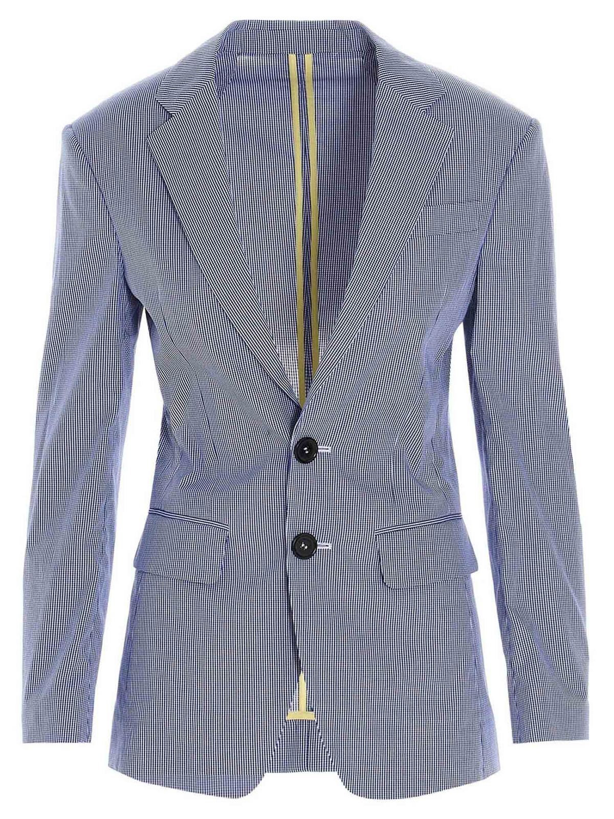 Micro checked Dean over blazer in blue S75BN0779S53618001F (Dsquared2 / スーツ・ジャケット ) | Dsquared2 (ディースクエアード)