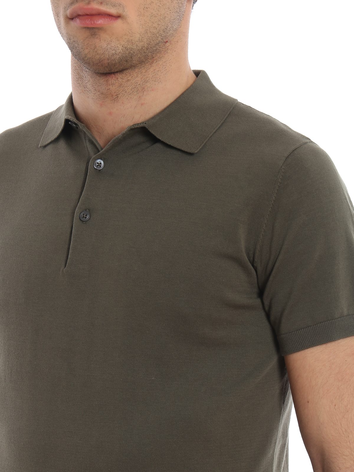 Green knitted cotton polo shirt M040337101169 (ASPESI / ポロシャツ ) | ASPESI (アスペジ)(4)