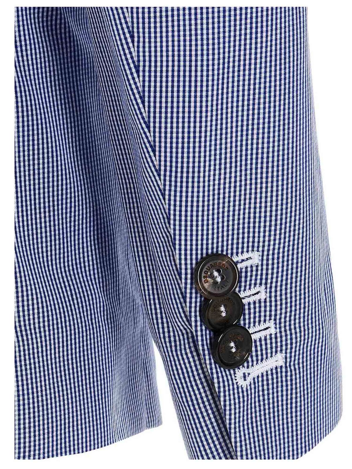Micro checked Dean over blazer in blue S75BN0779S53618001F (Dsquared2 / スーツ・ジャケット ) | Dsquared2 (ディースクエアード)(3)