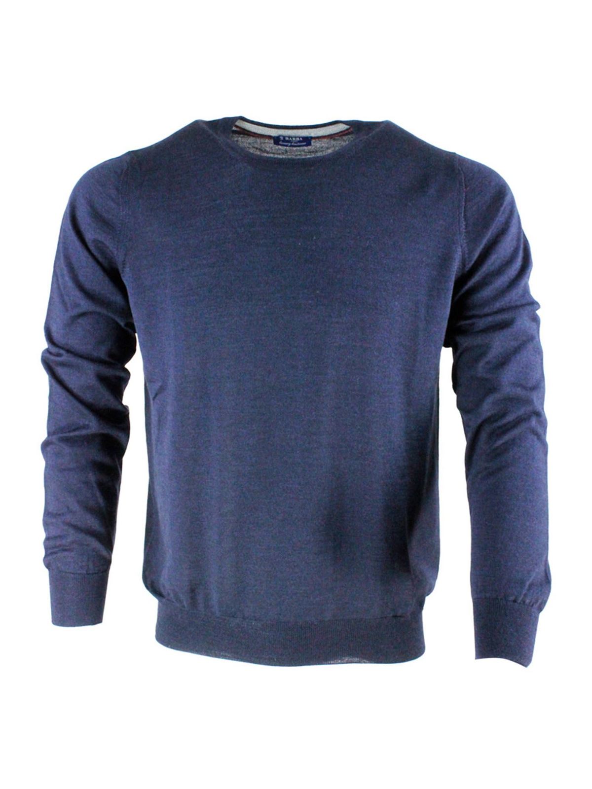 Crewneck sweater in blue 5756713190598 (BARBA / ニット・セーター・カーディガン ) | BARBA (バルバ)