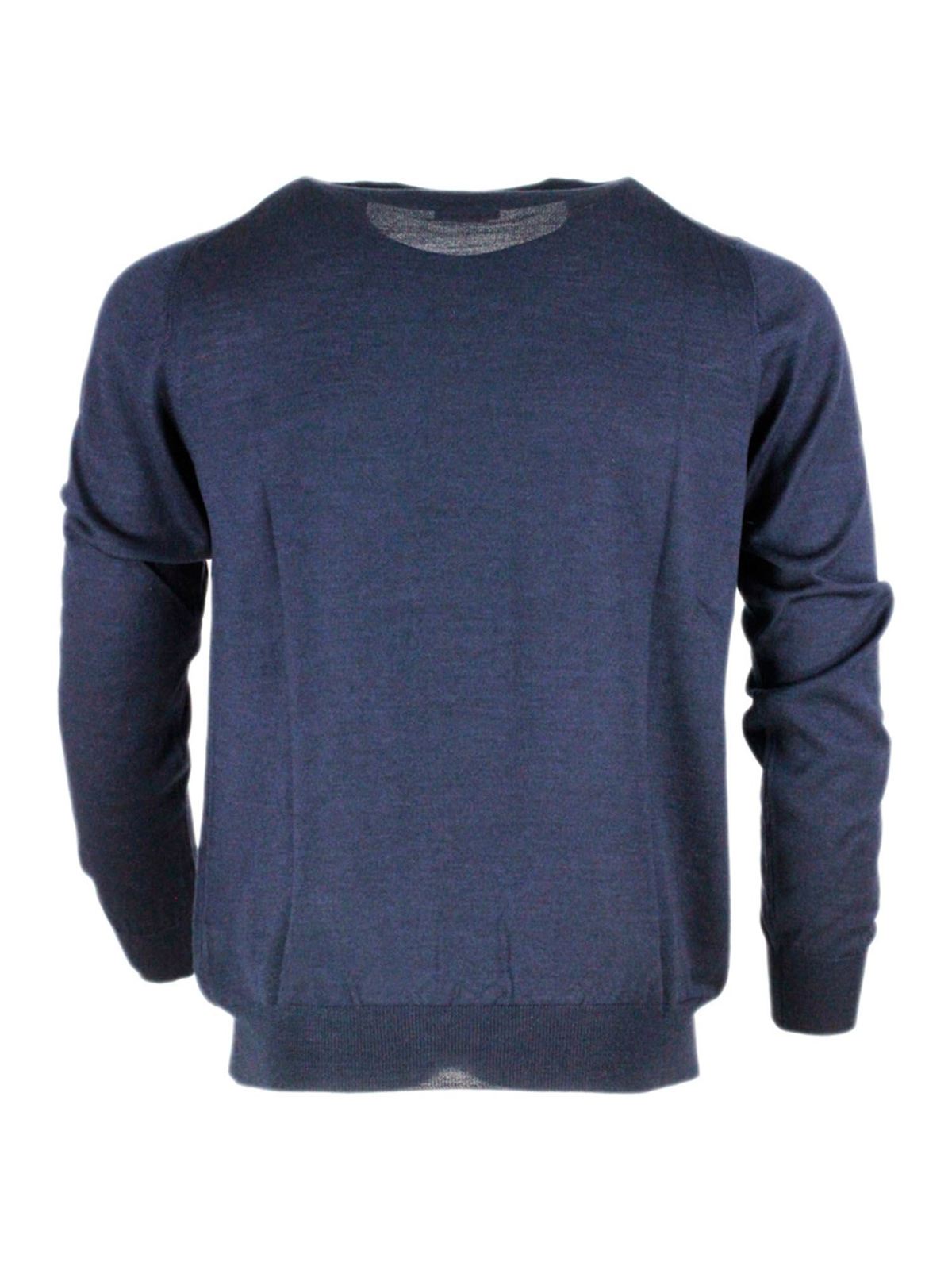 Crewneck sweater in blue 5756713190598 (BARBA / ニット・セーター・カーディガン ) | BARBA (バルバ)(1)
