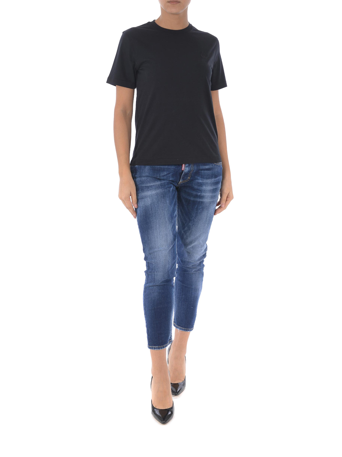 Front logo black cotton T-shirt 473705RMT741000 (McQ / Tシャツ・カットソー ) | McQ (マックキュー)(1)