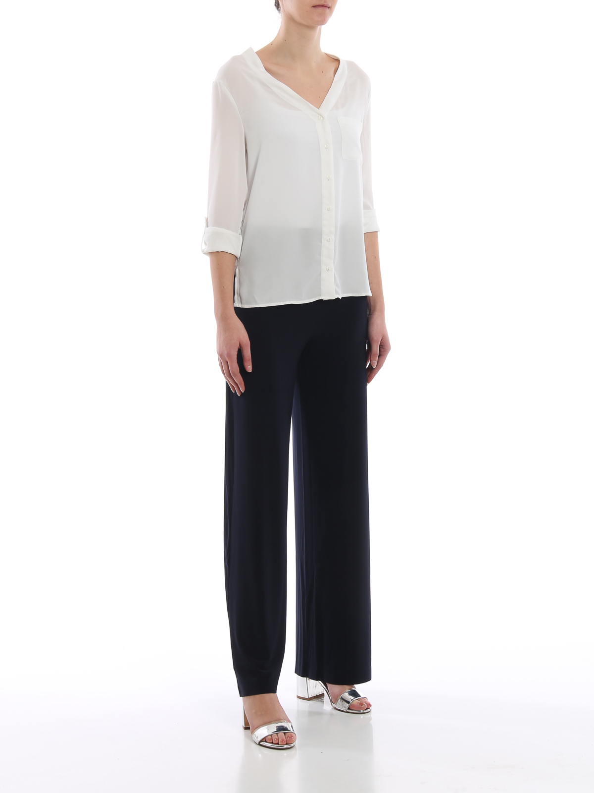 Dark blue stretch fabric trousers KK1267PL019012MIDNIGHT (NORMA KAMALI / パンツ ) | NORMA KAMALI (ノーマカマリ)(1)