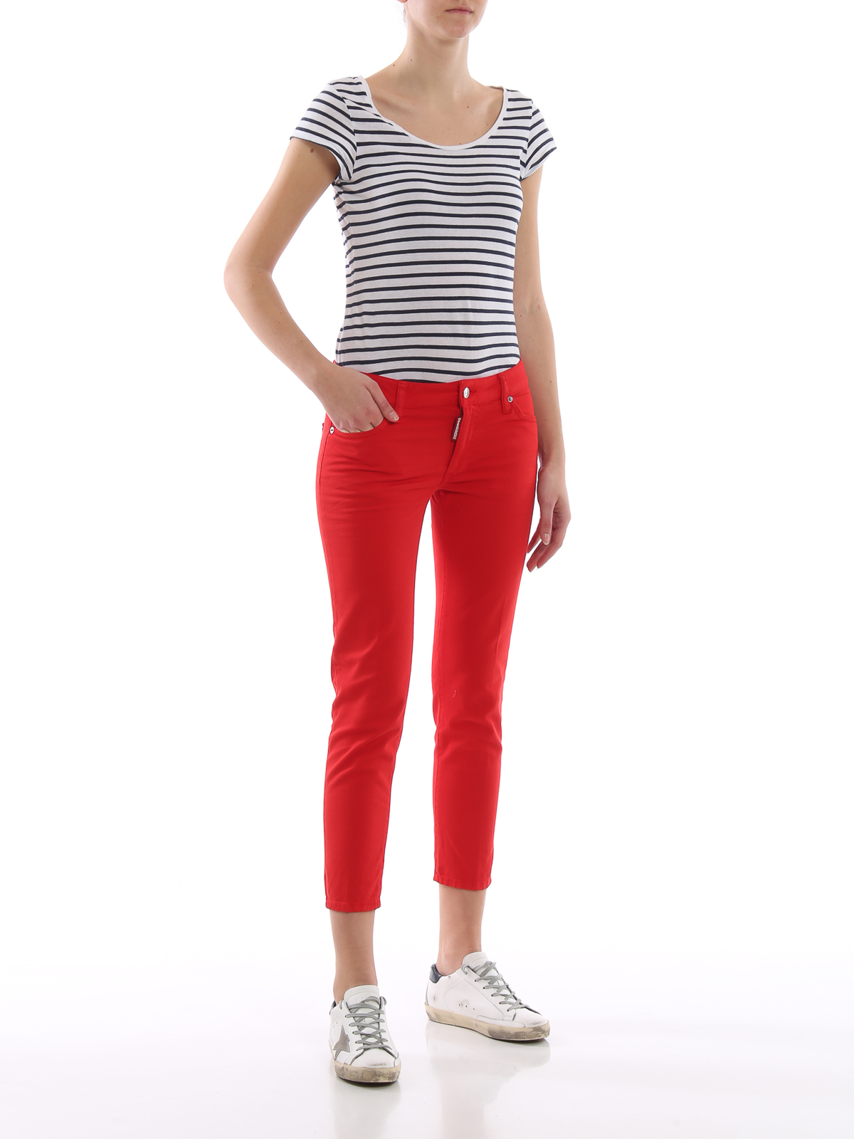 Red medium waist cropped twiggy jeans S75LB0127S44531309 (Dsquared2 / ジーンズ ) | Dsquared2 (ディースクエアード)(1)
