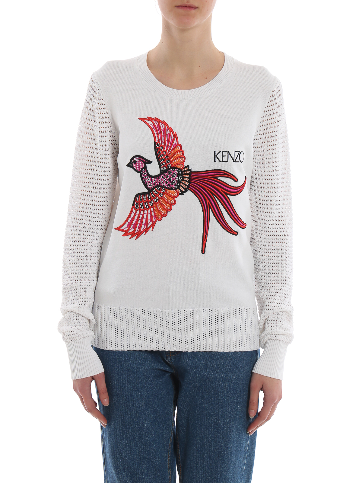 Phoenix openwork sleeve white sweater F952TO56885001 (KENZO / ニット・セーター・カーディガン ) | KENZO (ケンゾー)(2)
