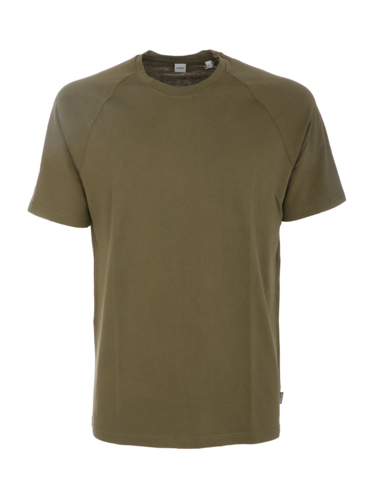 Logo label t-shirt in green AY28A33501395 (ASPESI / Tシャツ・カットソー ) | ASPESI (アスペジ)