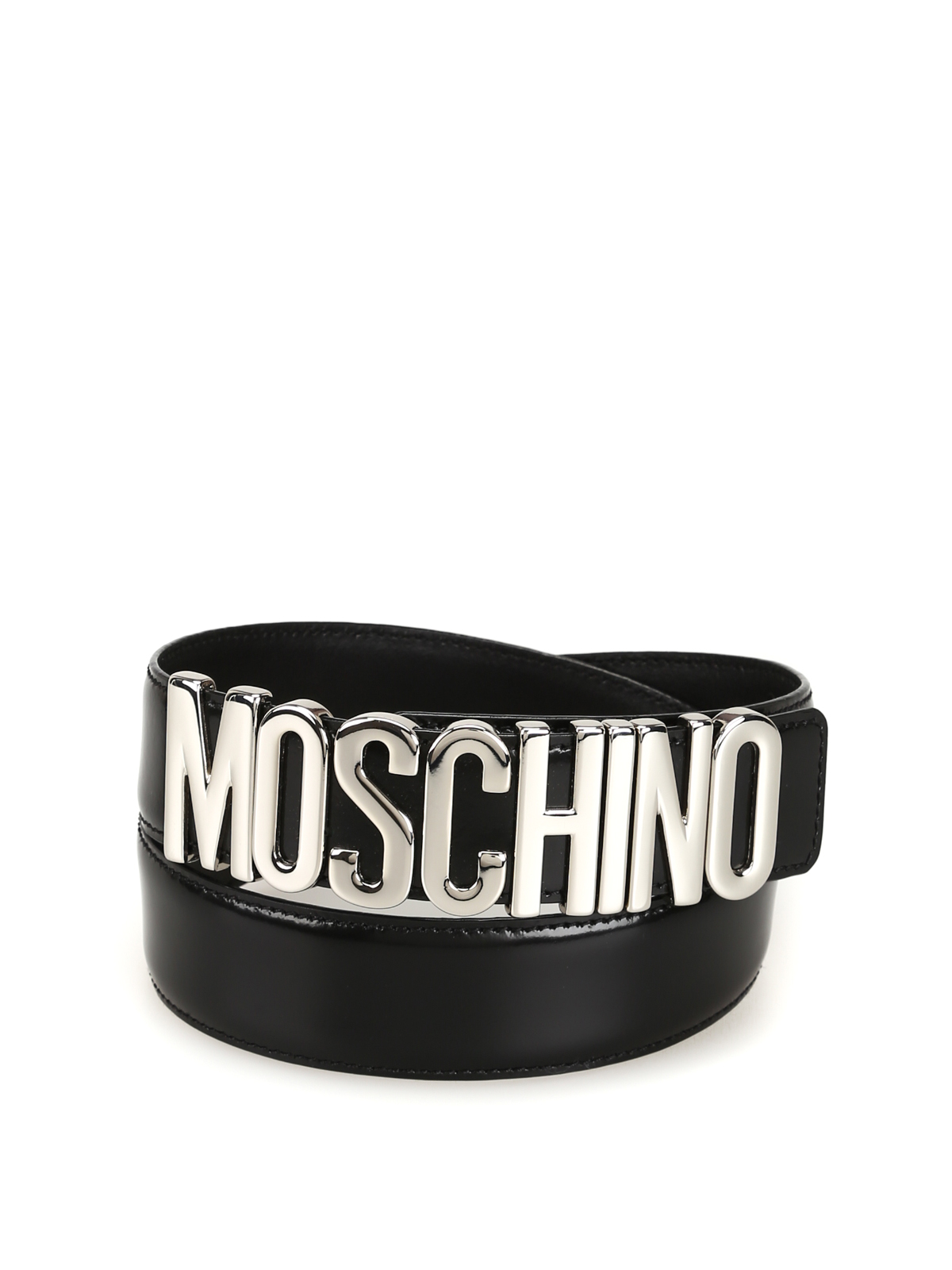 Logo lettering black patent leather belt 801280071555 (MOSCHINO / ベルト・サスペンダー ) | MOSCHINO (モスキーノ)