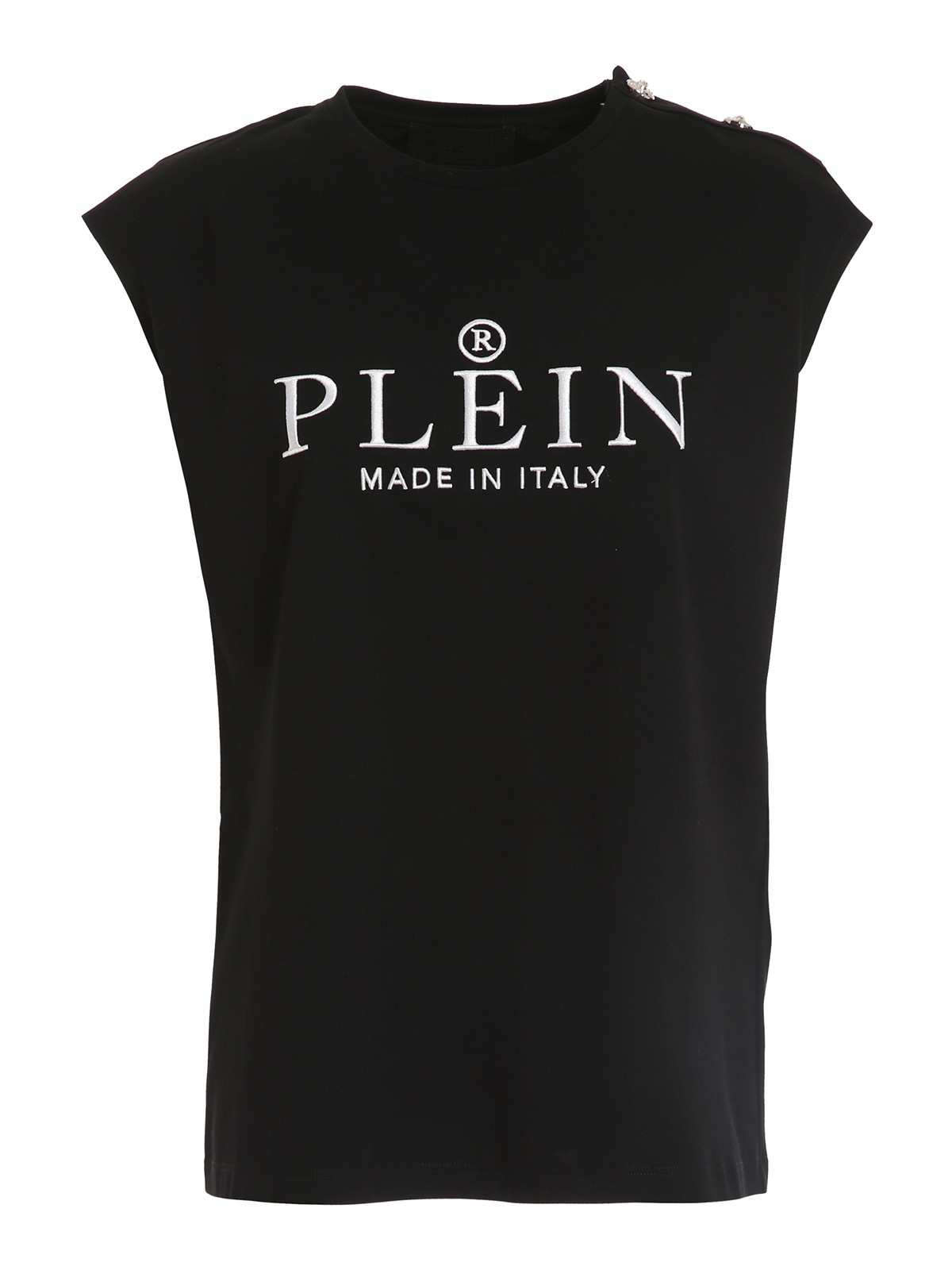 Logo embroidery tank top with buttons WTK2347PJO002N02 (PHILIPP PLEIN / タンクトップ・キャミソール ) | PHILIPP PLEIN (フィリップ プレイン)