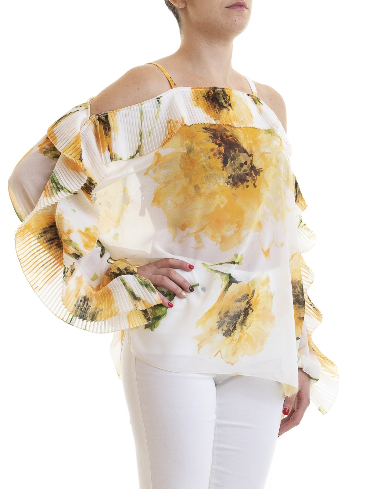 Floral printed off the shoulder blouse 7567125 (BLUGIRL / シャツ・ブラウス ) | BLUGIRL (ブルーガール)(1)