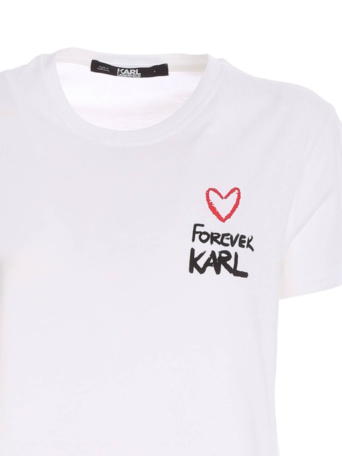 Contrasting print T-shirt in white 205W1702100 (KARL LAGERFELD / Tシャツ・カットソー ) | KARL LAGERFELD (カール・ラガーフェルド)(2)