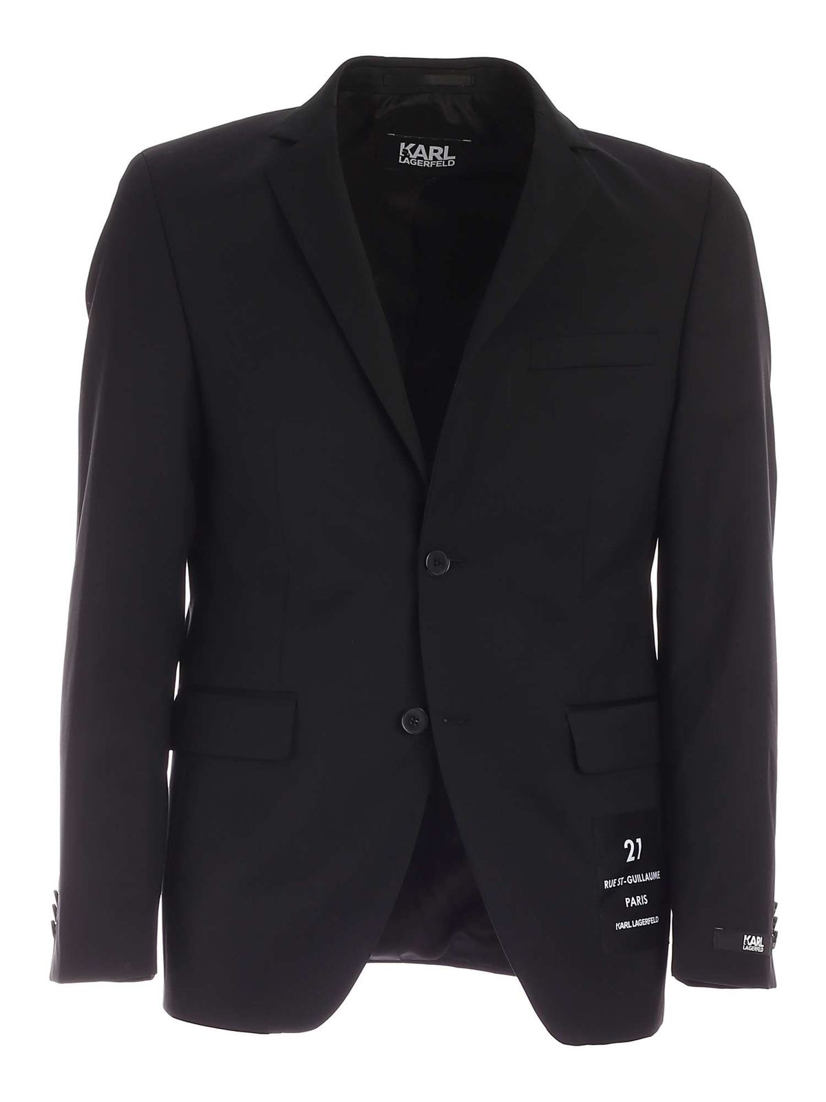 Logo label jacket in black 15524510511083990 (KARL LAGERFELD / スーツ・ジャケット ) | KARL LAGERFELD (カール・ラガーフェルド)