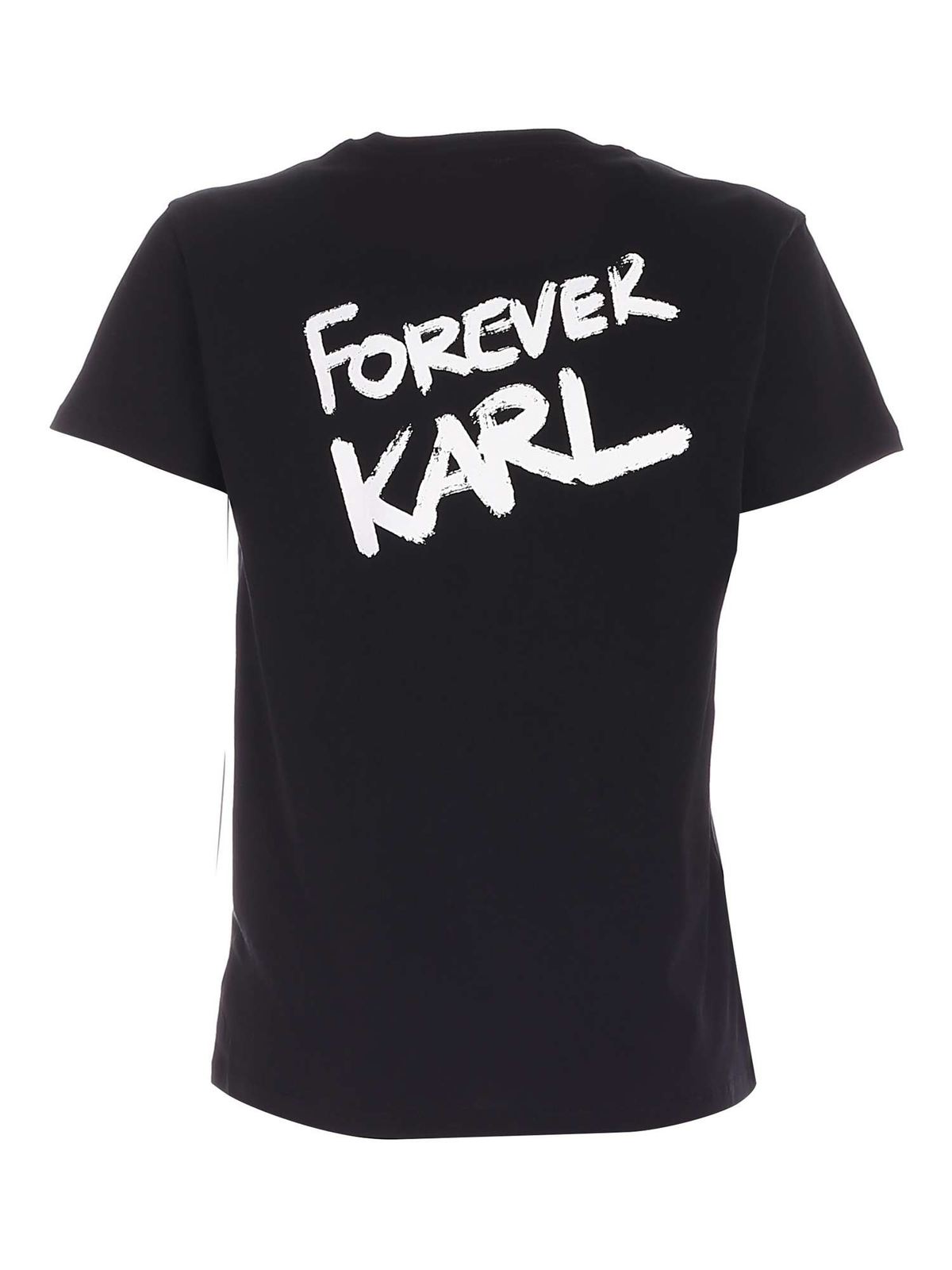 Contrasting print T-shirt in black 205W1702999 (KARL LAGERFELD / Tシャツ・カットソー ) | KARL LAGERFELD (カール・ラガーフェルド)(1)
