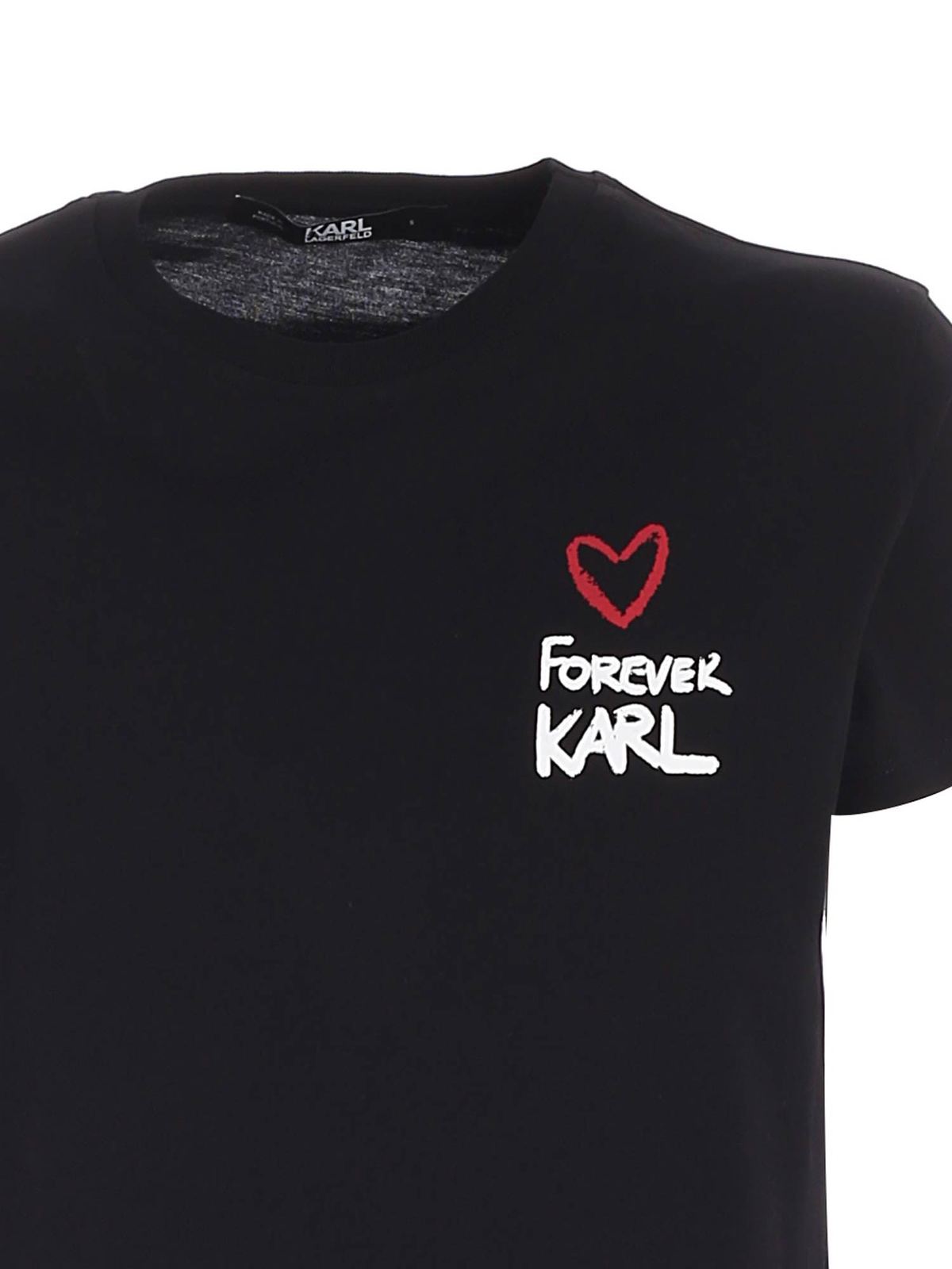 Contrasting print T-shirt in black 205W1702999 (KARL LAGERFELD / Tシャツ・カットソー ) | KARL LAGERFELD (カール・ラガーフェルド)(2)