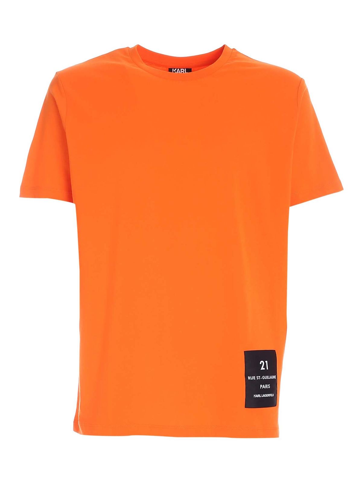 Logo label T-shirt in orange 755042511224170 (KARL LAGERFELD / Tシャツ・カットソー ) | KARL LAGERFELD (カール・ラガーフェルド)