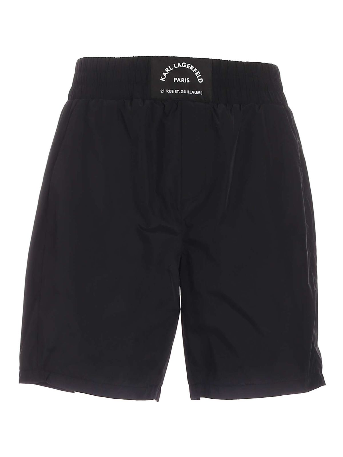 Logo label shorts in black 255770511571990 (KARL LAGERFELD / ショートパンツ ) | KARL LAGERFELD (カール・ラガーフェルド)