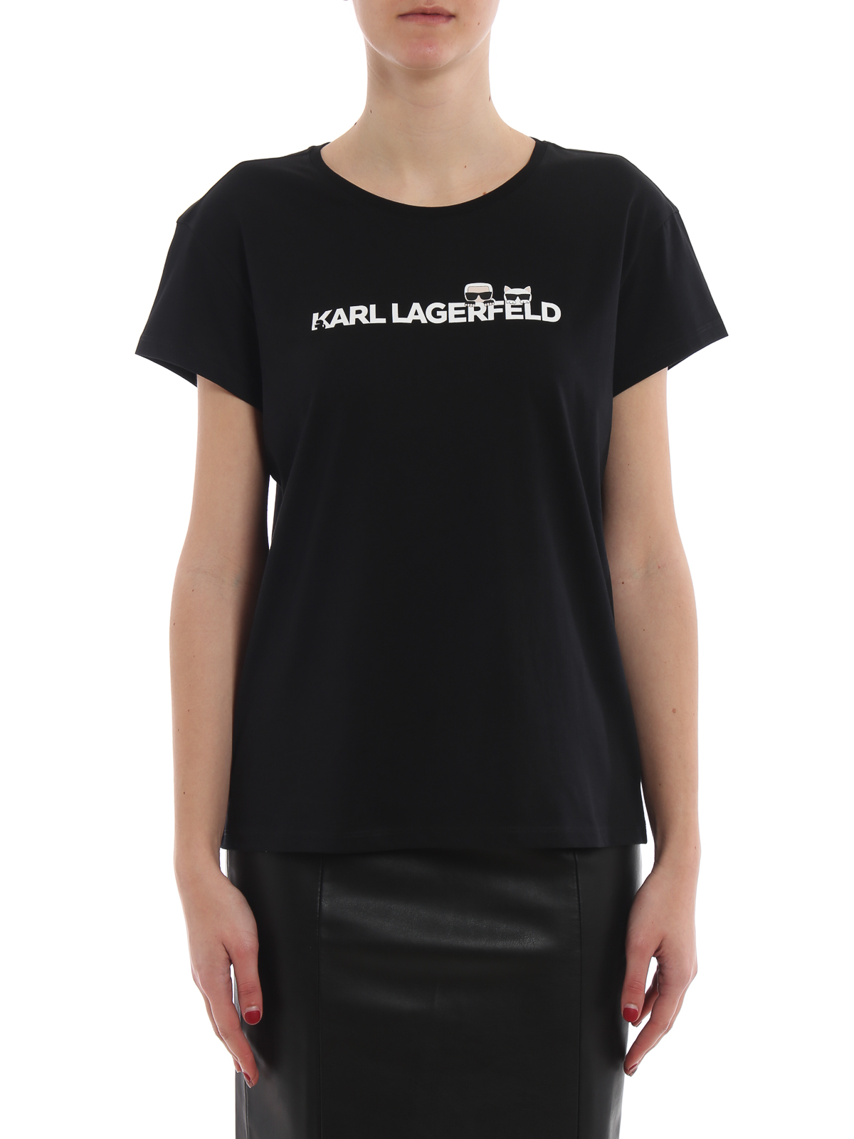 Ikonik black cotton T-shirt 91KW1740999 (KARL LAGERFELD / Tシャツ・カットソー ) | KARL LAGERFELD (カール・ラガーフェルド)(2)