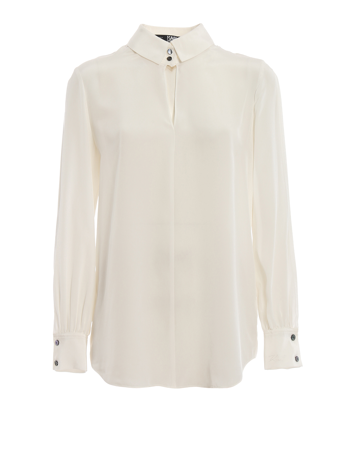 Keyhole white silk shirt 91KW1607 (KARL LAGERFELD / シャツ・ブラウス ) | KARL LAGERFELD (カール・ラガーフェルド)