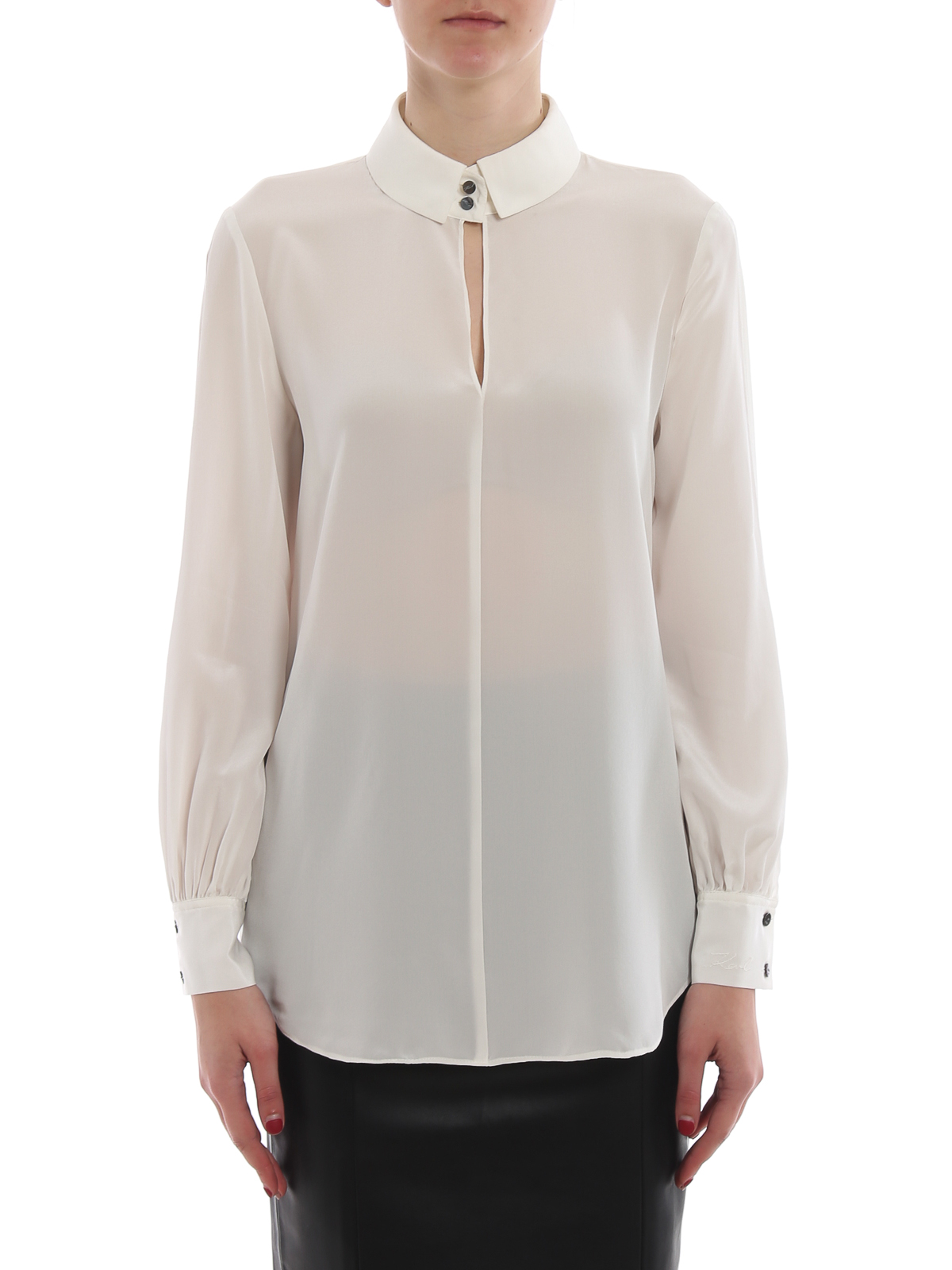 Keyhole white silk shirt 91KW1607 (KARL LAGERFELD / シャツ・ブラウス ) | KARL LAGERFELD (カール・ラガーフェルド)(2)
