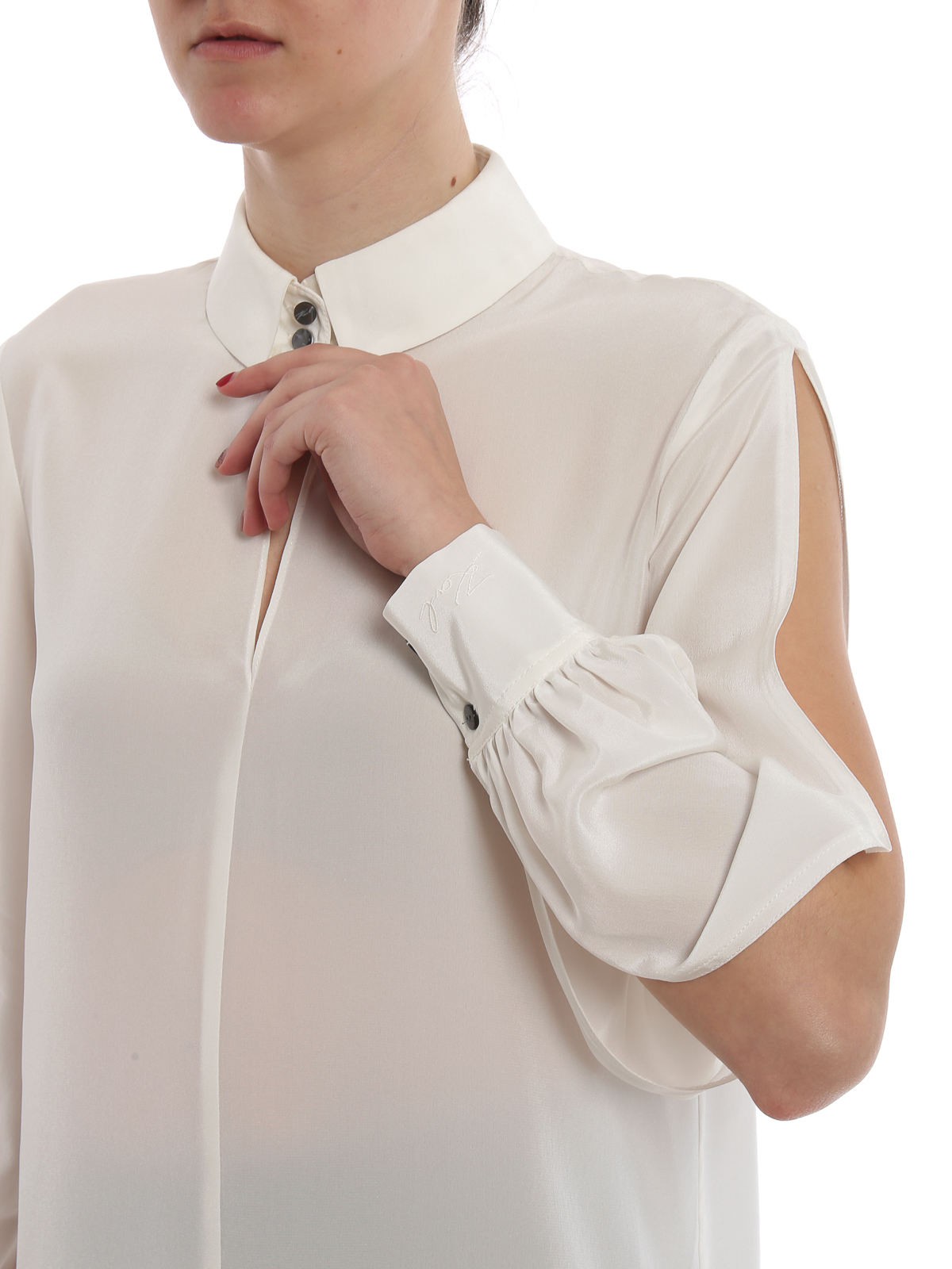 Keyhole white silk shirt 91KW1607 (KARL LAGERFELD / シャツ・ブラウス ) | KARL LAGERFELD (カール・ラガーフェルド)(4)