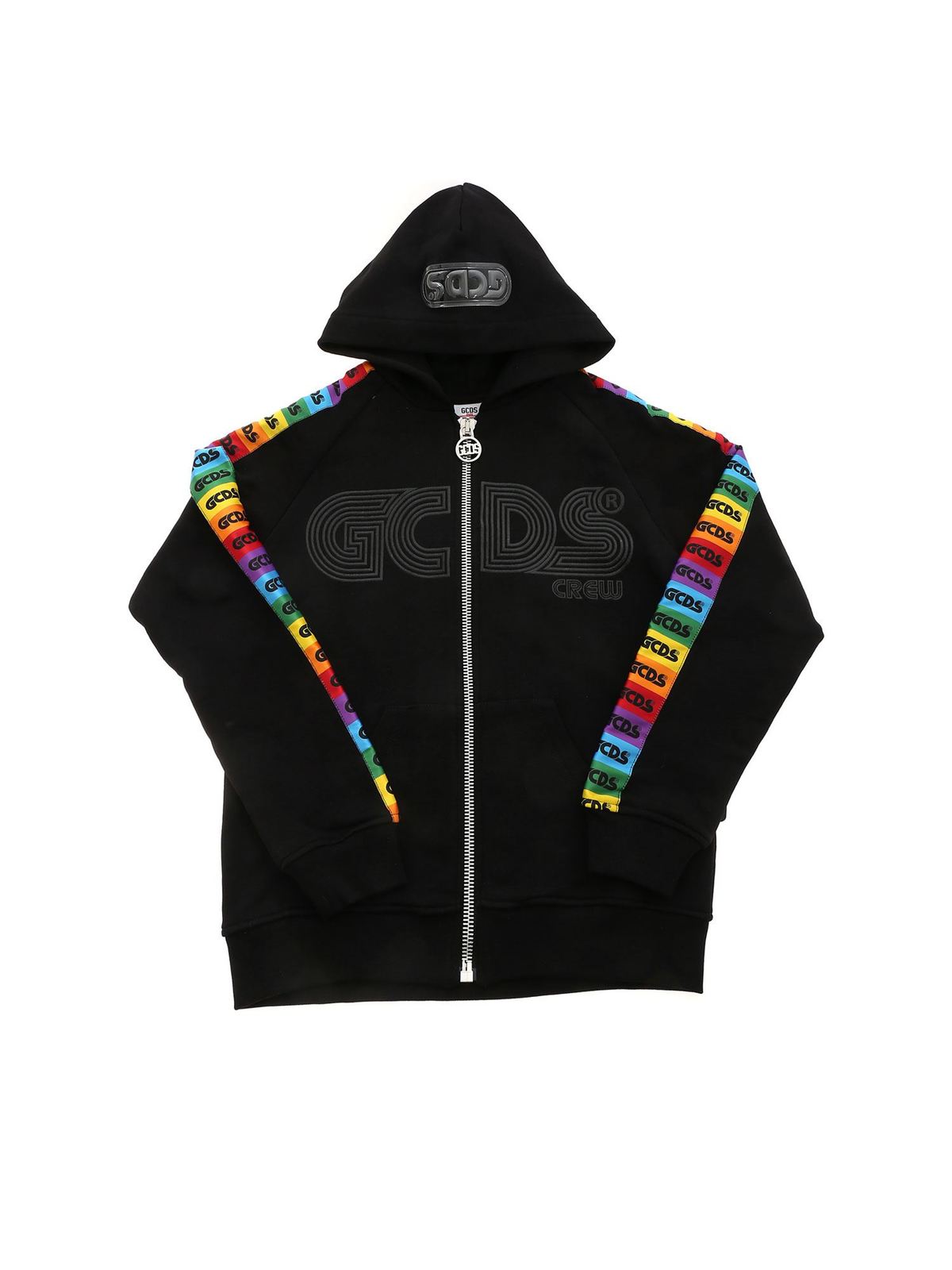 Contrasting logo bands sweatshirt in black 027646110 (GCDS / スウェット・フーディー ) | GCDS (ジーシーディーエス)