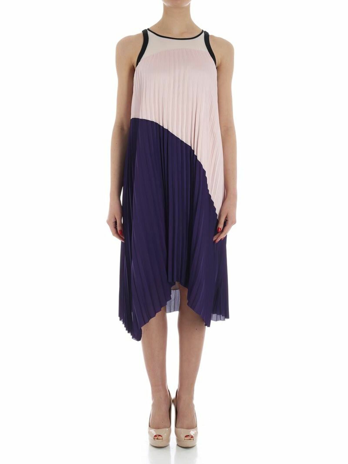 Pink and purple pleated dress 81KW1303CRYSTALPNK (KARL LAGERFELD / ワンピース・ドレス・オールインワン ) | KARL LAGERFELD (カール・ラガーフェルド)