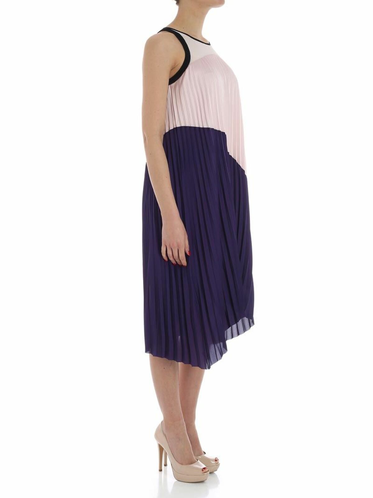 Pink and purple pleated dress 81KW1303CRYSTALPNK (KARL LAGERFELD / ワンピース・ドレス・オールインワン ) | KARL LAGERFELD (カール・ラガーフェルド)(1)