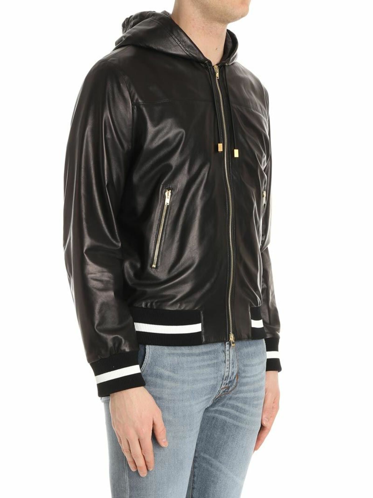 Black leather bomber jacket FRU4015VSPF0245999 (FAUSTO PUGLISI / レザー&ファージャケット・コート ) | FAUSTO PUGLISI (ファウスト プリージ)(1)