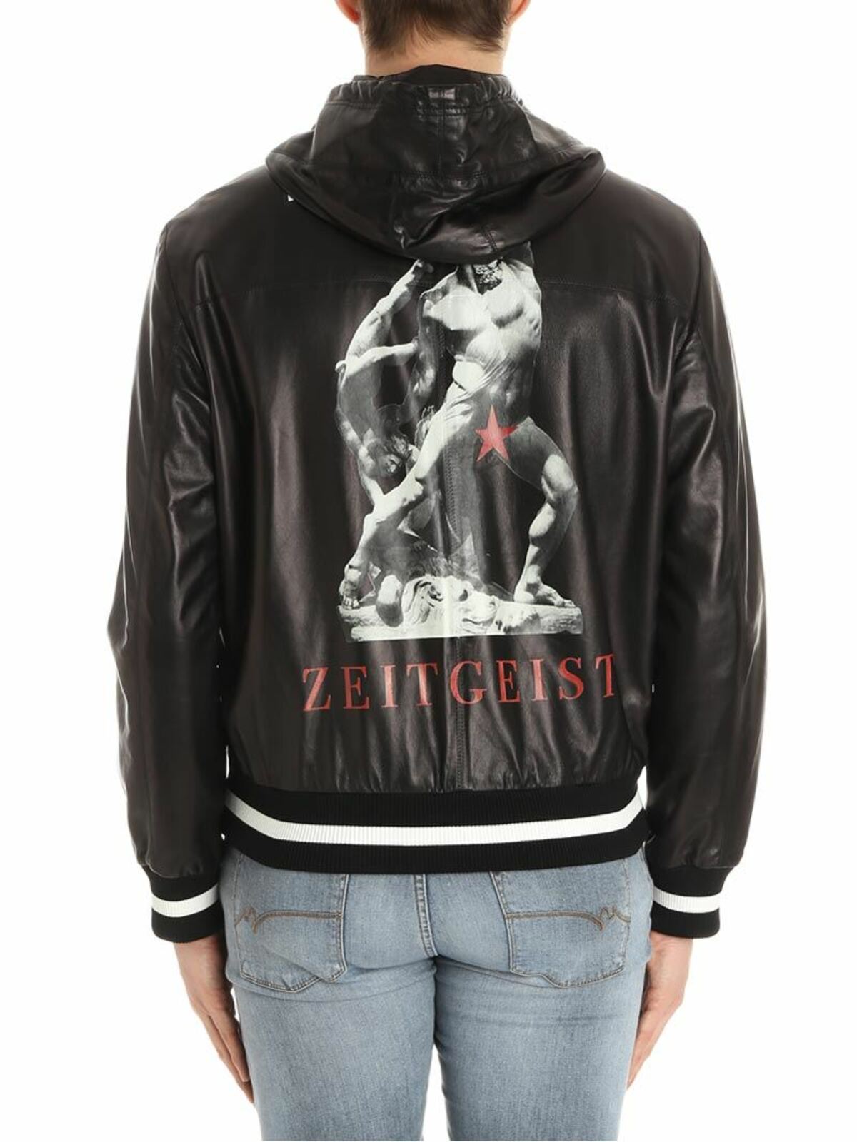 Black leather bomber jacket FRU4015VSPF0245999 (FAUSTO PUGLISI / レザー&ファージャケット・コート ) | FAUSTO PUGLISI (ファウスト プリージ)(2)