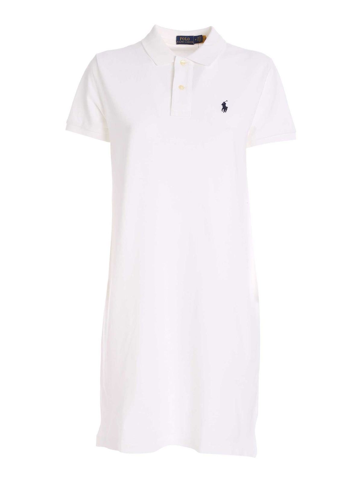 Blue logo embroidery dress in white 211799490017 (Polo Ralph Lauren / ワンピース・ドレス・オールインワン ) | Polo Ralph Lauren (ポロ ラルフ ローレン)
