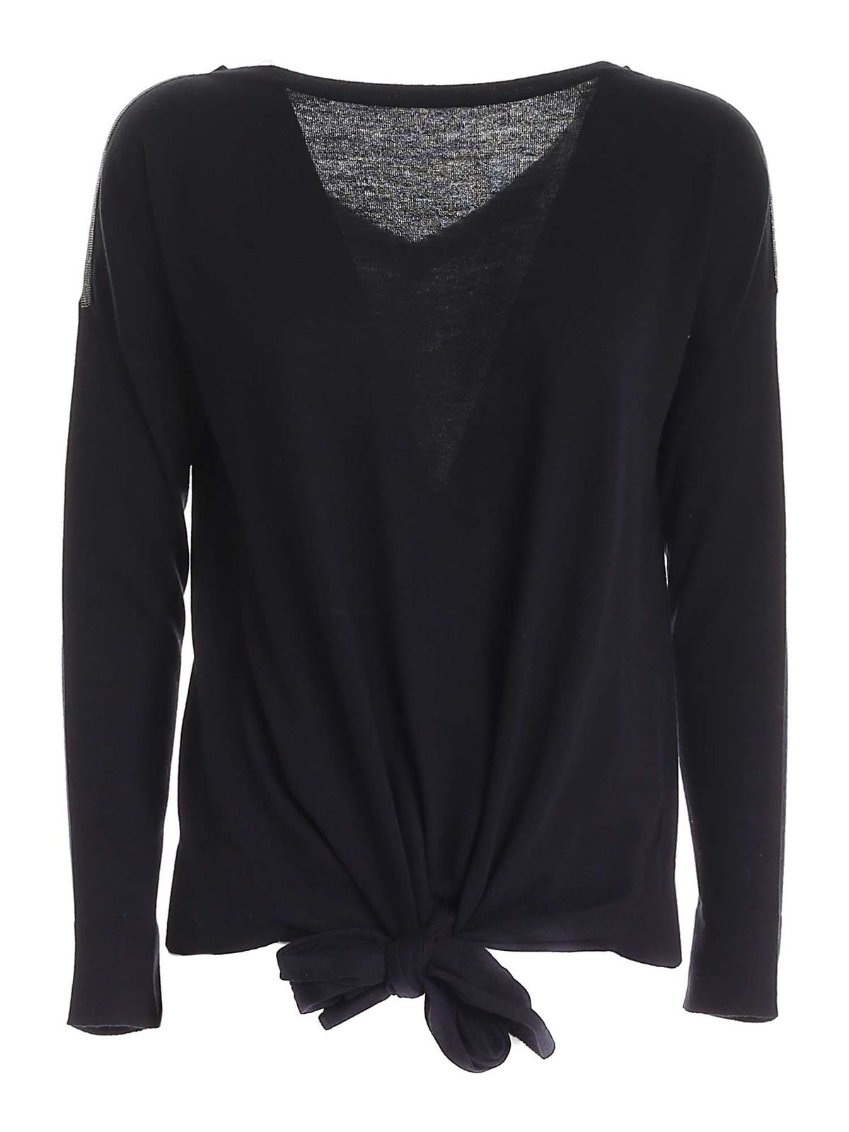 Oversized micro beads sweater in black MAD271W010V611825 (FABIANA FILIPPI / ニット・セーター・カーディガン ) | FABIANA FILIPPI (ファビアナフィリッピ)