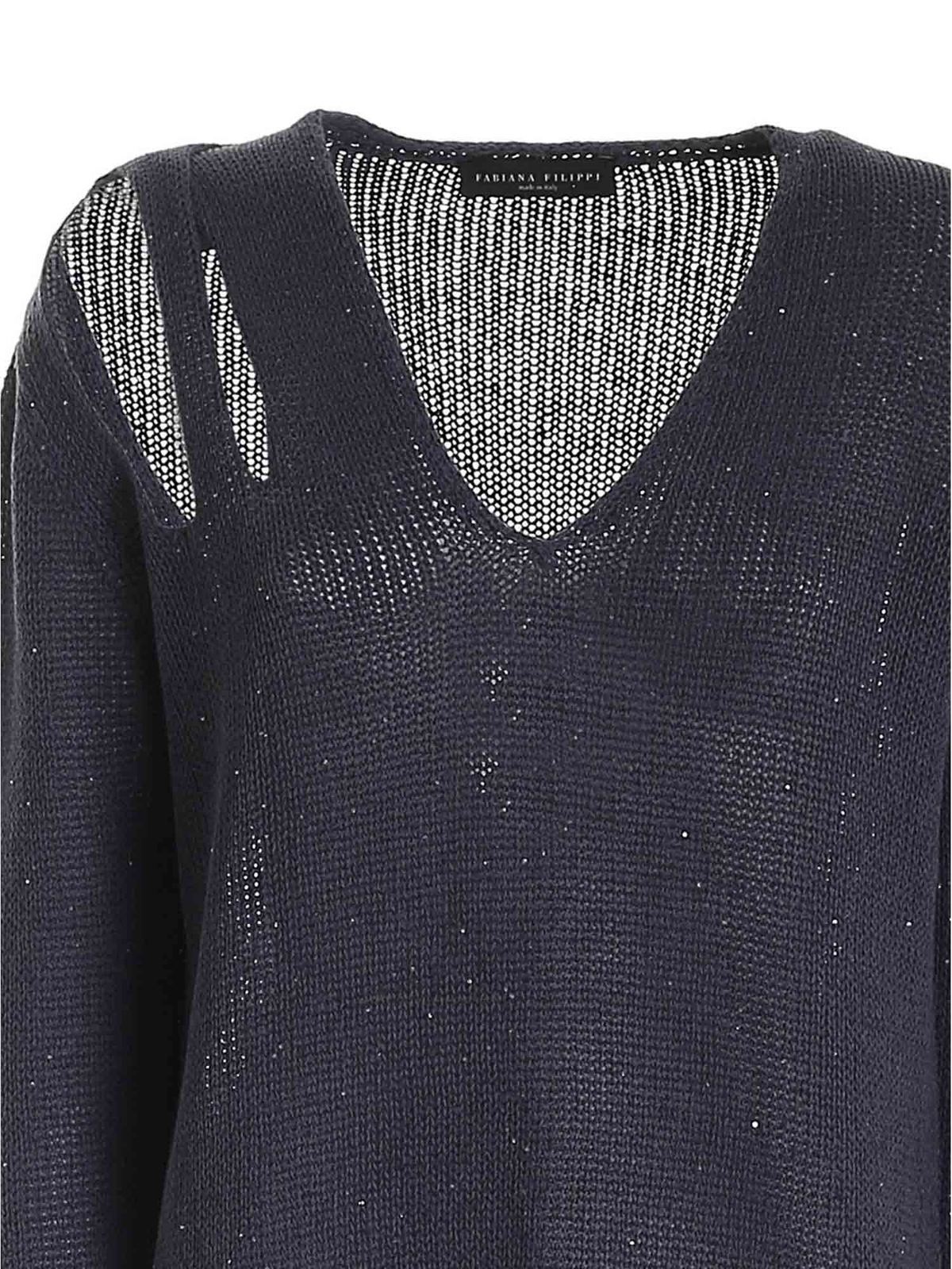 Cut-out sweater in blue MAD271B646D2735128 (FABIANA FILIPPI / ニット・セーター・カーディガン ) | FABIANA FILIPPI (ファビアナフィリッピ)(2)