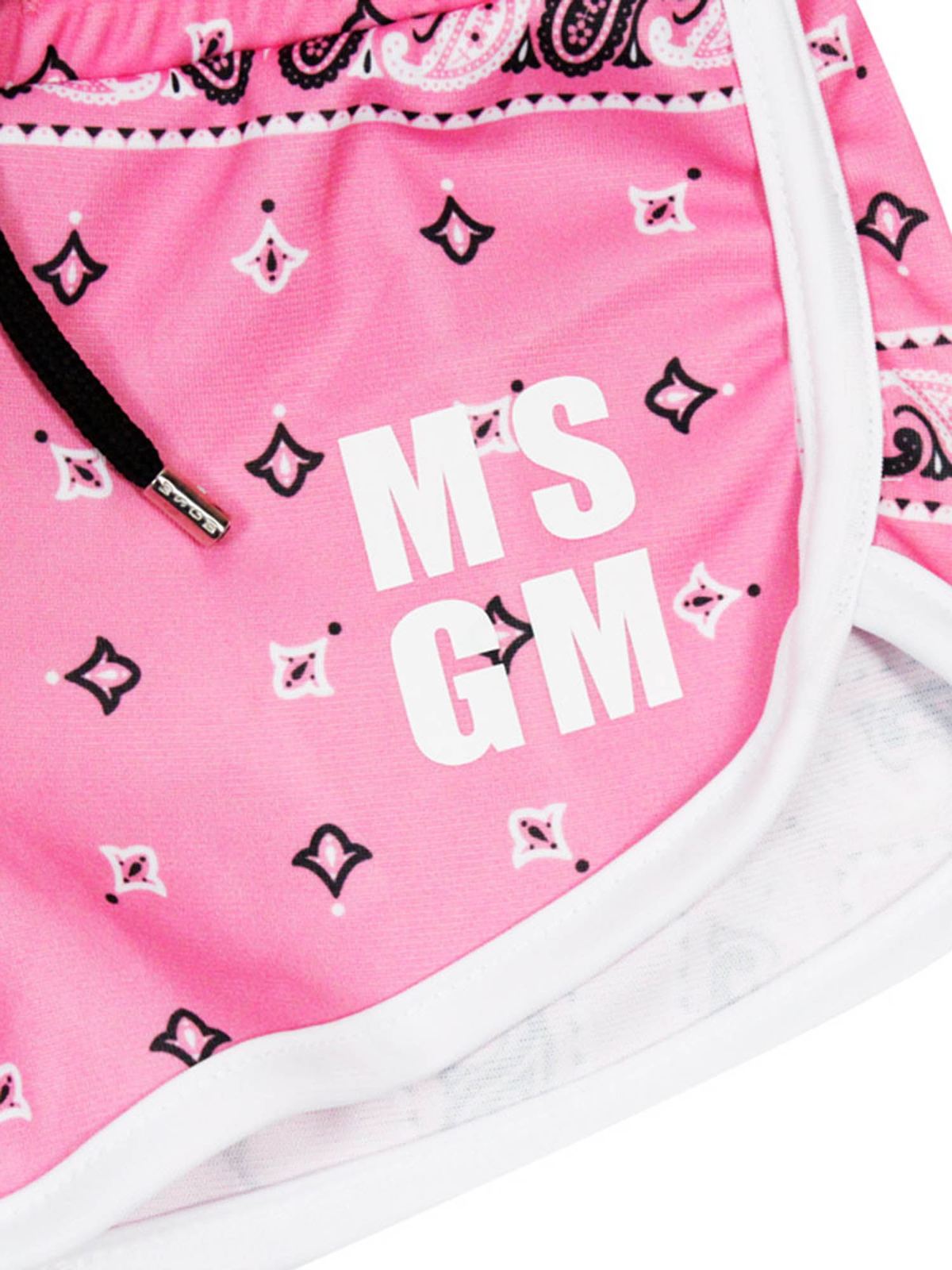 Bandana printed shorts in pink MS027581042 (MSGM / ショートパンツ ) | MSGM (エムエスジーエム)(1)