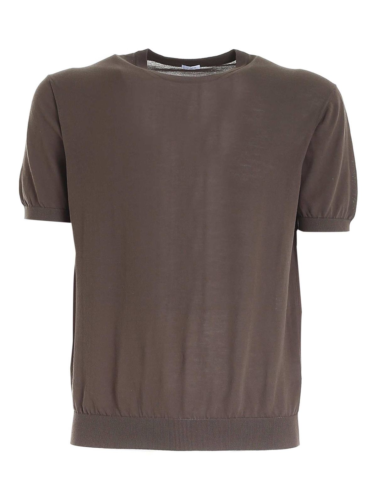 Short sleeved sweater in brown UMA099F3Z03E1360 (malo / ニット・セーター・カーディガン ) | malo (マーロ)