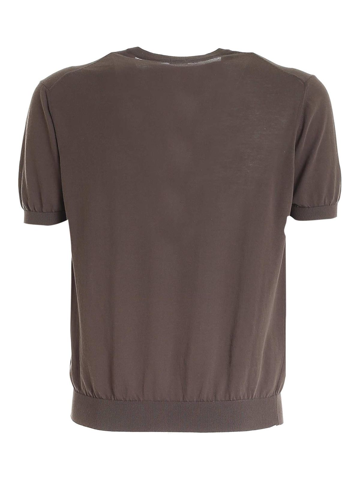 Short sleeved sweater in brown UMA099F3Z03E1360 (malo / ニット・セーター・カーディガン ) | malo (マーロ)(1)