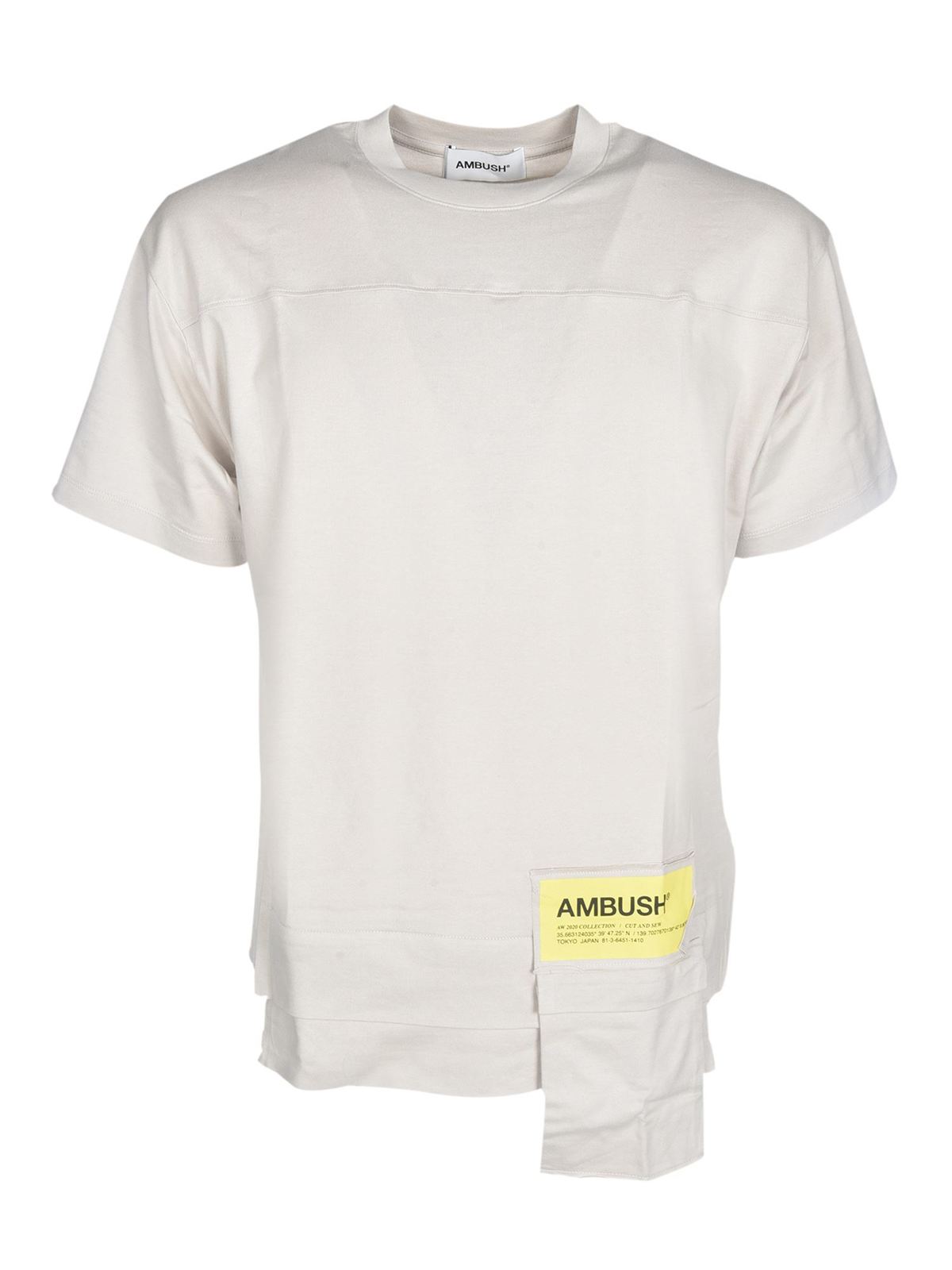 Contrasting logo T-shirt in beige BMAA004F20JER0016100 (AMBUSH / Tシャツ・カットソー ) | AMBUSH (アンブッシュ)