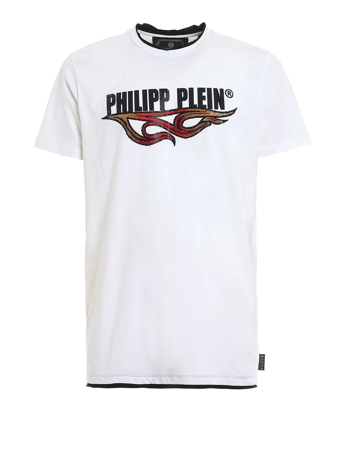 Flame crystal logo white T-shirt F19CMTK3662PJY002N01 (PHILIPP PLEIN / Tシャツ・カットソー ) | PHILIPP PLEIN (フィリップ プレイン)