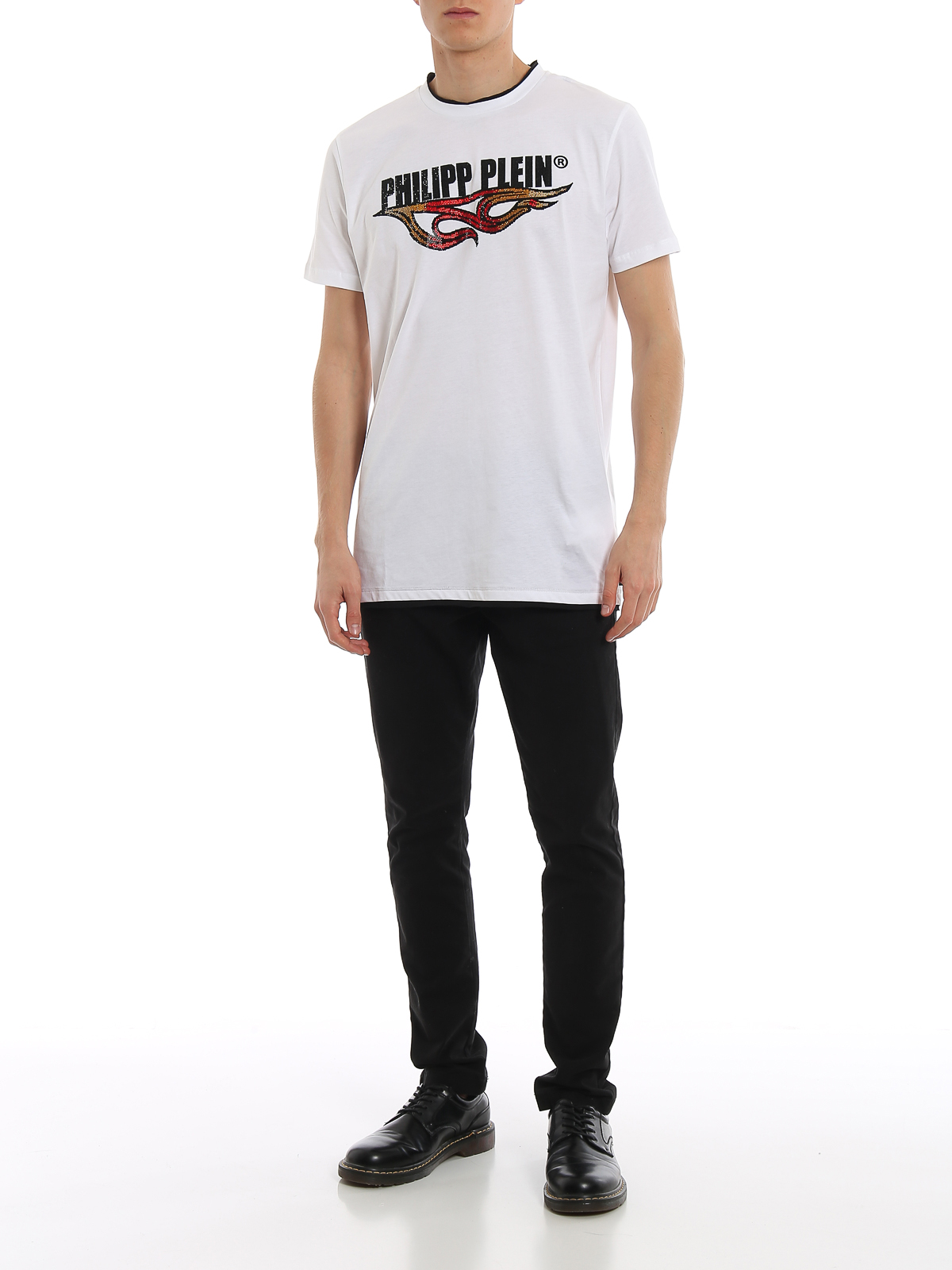 Flame crystal logo white T-shirt F19CMTK3662PJY002N01 (PHILIPP PLEIN / Tシャツ・カットソー ) | PHILIPP PLEIN (フィリップ プレイン)(1)