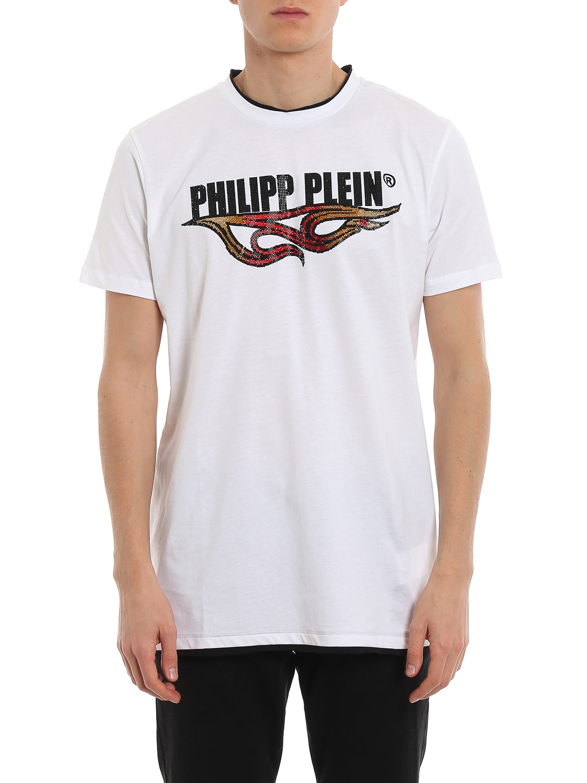 Flame crystal logo white T-shirt F19CMTK3662PJY002N01 (PHILIPP PLEIN / Tシャツ・カットソー ) | PHILIPP PLEIN (フィリップ プレイン)(2)