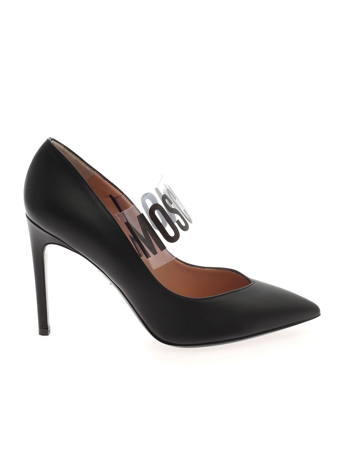 Branded strap pumps in black MA1014AC0CMF0000 (MOSCHINO / パンプス・ハイヒール ) | MOSCHINO (モスキーノ)