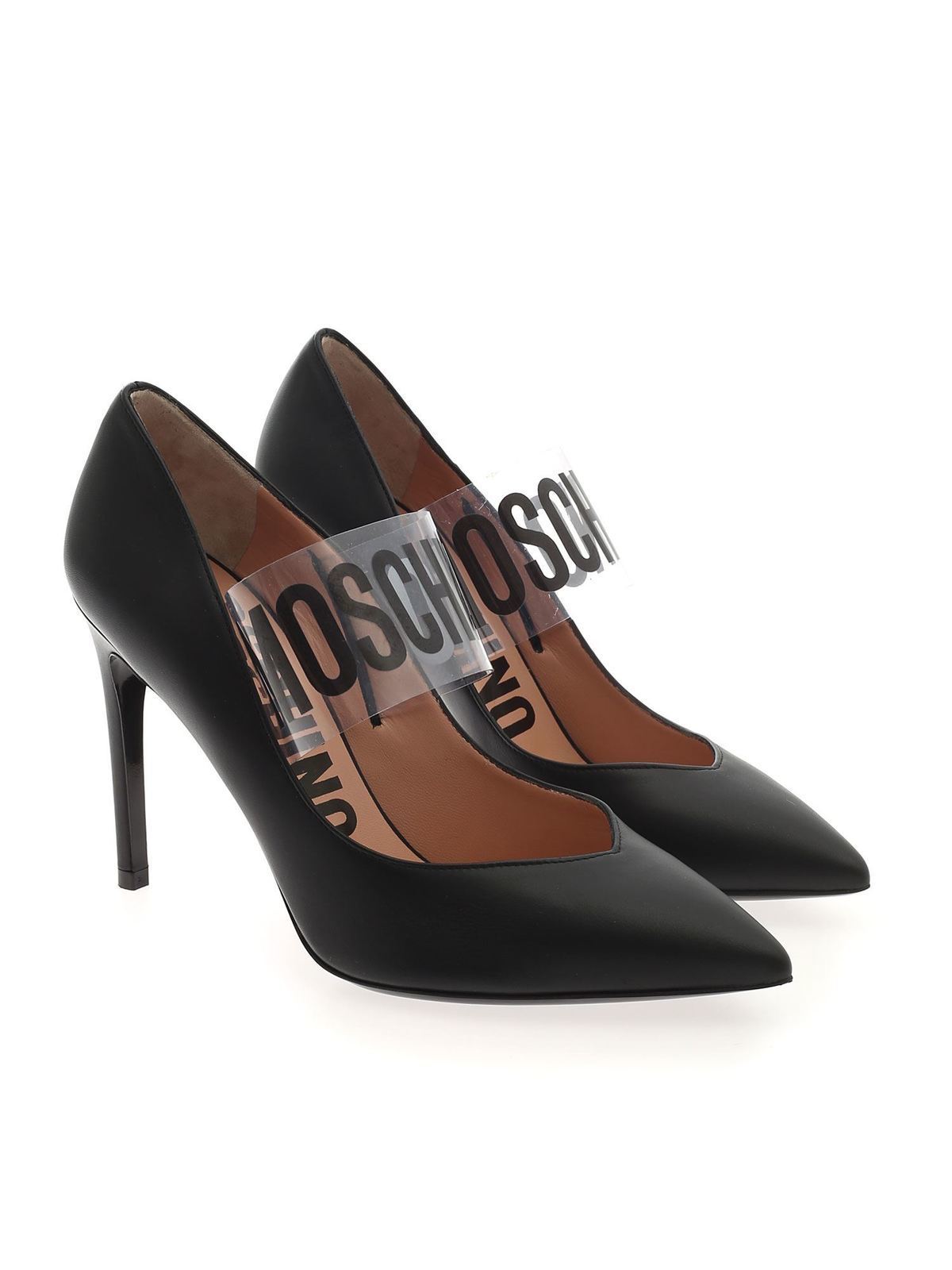 Branded strap pumps in black MA1014AC0CMF0000 (MOSCHINO / パンプス・ハイヒール ) | MOSCHINO (モスキーノ)(1)