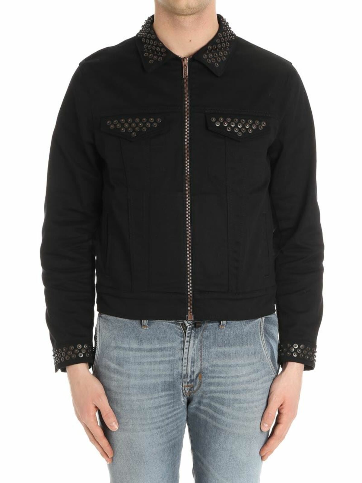 Black jacket with applied buttons 061102191555 (MOSCHINO / カジュアルジャケット・ベスト ) | MOSCHINO (モスキーノ)
